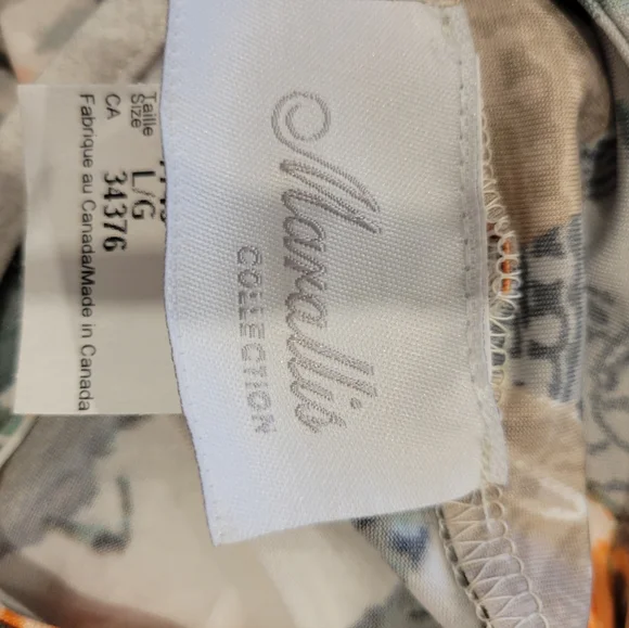 Marallis Canada Orange Floral Fashion Midi Dress With Matching Knit Cover Up  L - Picture 6 of 14